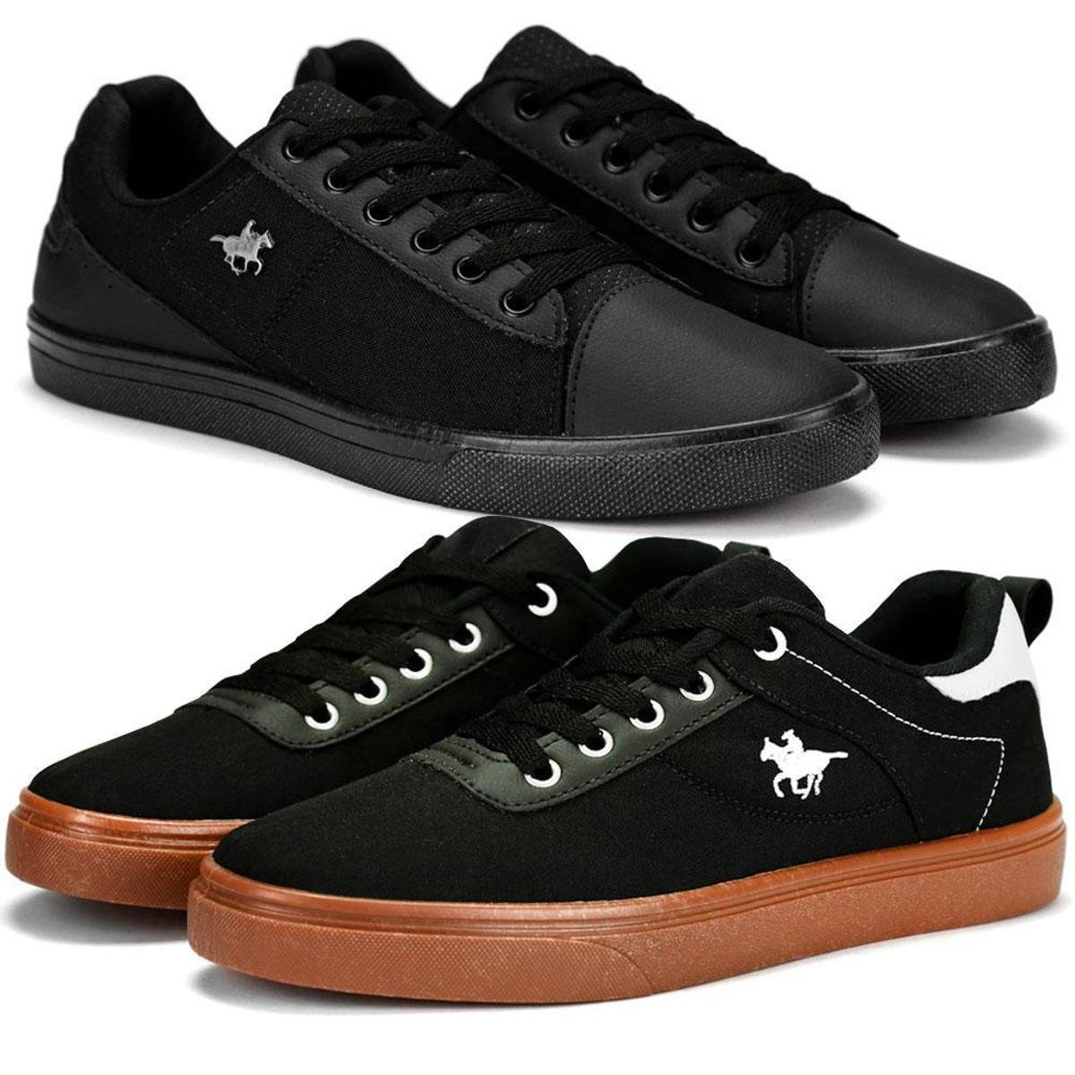 Kit Tênis Masculino Polo SapatoFran SB Street em Lona - Preto Menor preço em Kit Tênis Masculino Polo SapatoFran SB Street em Lona - Preto