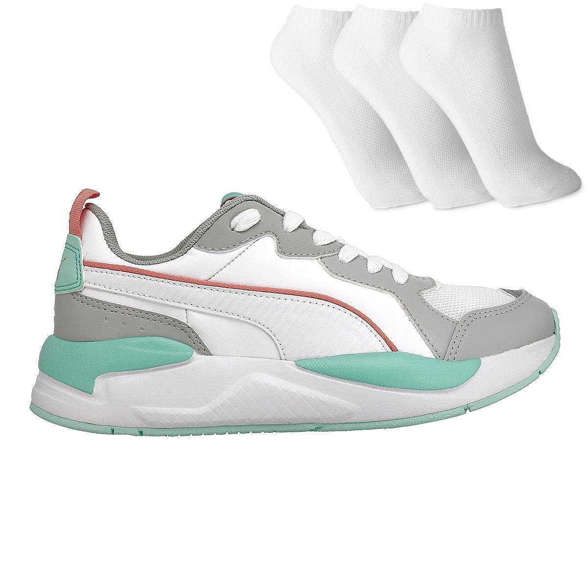 Kit Tênis Puma X Ray Game Bdp + 3 Pares De Meia Feminino - Branco+Verde Menor preço em Kit Tênis Puma X Ray Game Bdp + 3 Pares De Meia Feminino - Branco+Verde