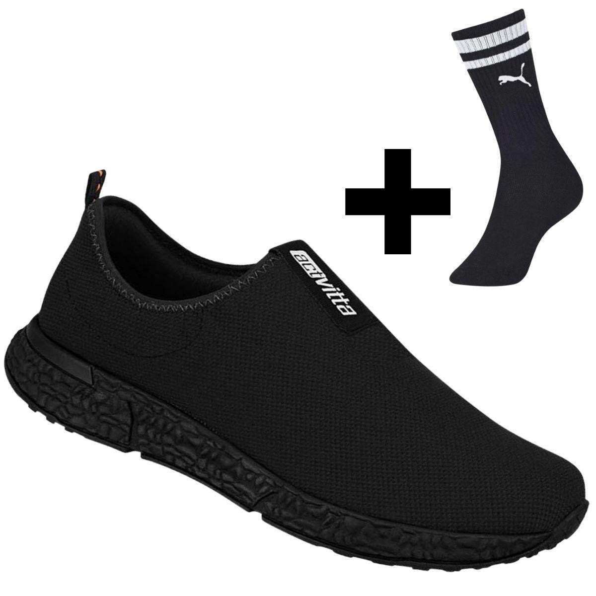 Kit Tênis Sem cadarço Masculino Slip On Actvitta Meia Cano Alto
