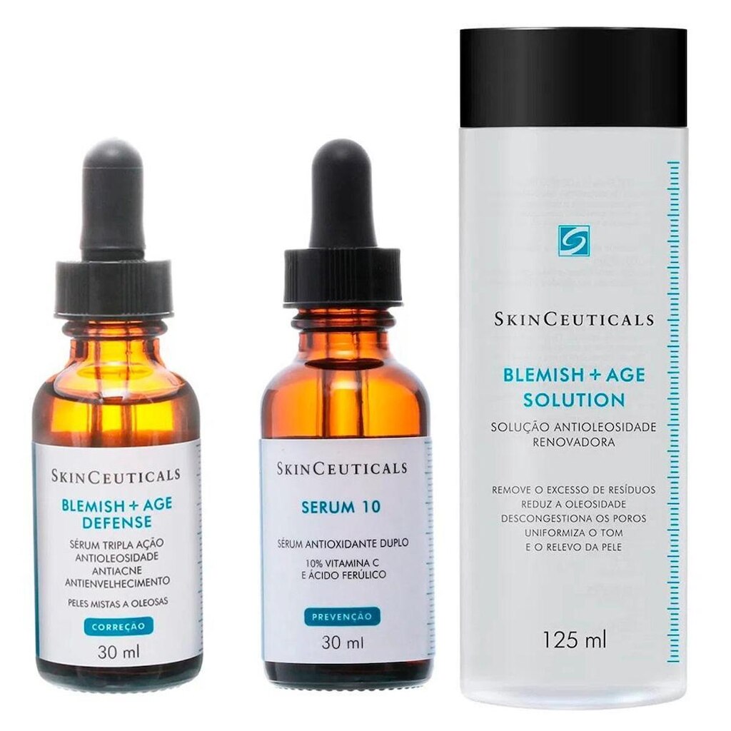 Kit Tônico Facial Skinceuticals 125ml + Rejuvenescedor Facial 30ml + Tratamento Antiacne 30ml
