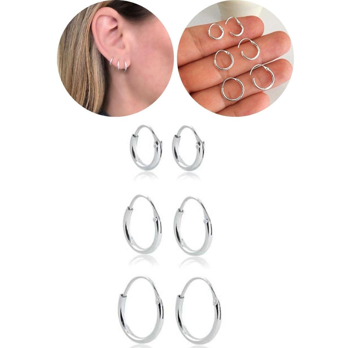 Kit Trio Brinco Argola 7,10,12mm Prata 925 Legítima Delicada Feminina Menor preço em Kit Trio Brinco Argola 7,10,12mm Prata 925 Legítima Delicada Feminina