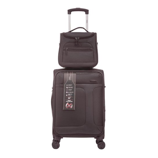 Kit Viagem Mala Bordo + Mão Frasqueira Super Leve Anti Furto