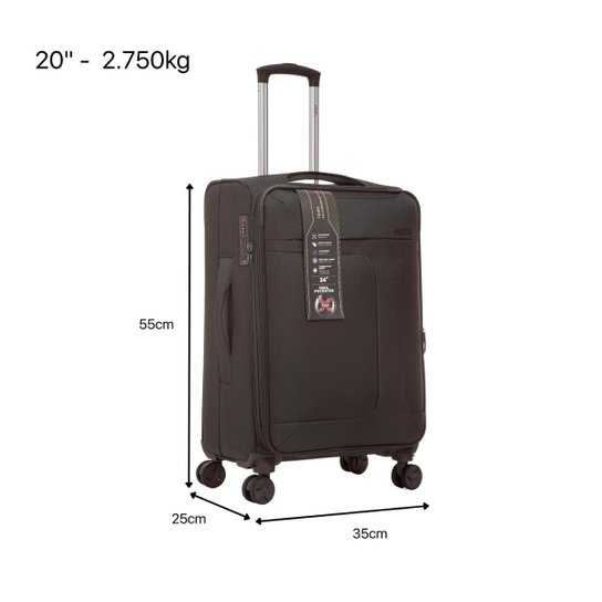 Kit Viagem Mala Bordo + Mão Frasqueira Super Leve Anti Furto