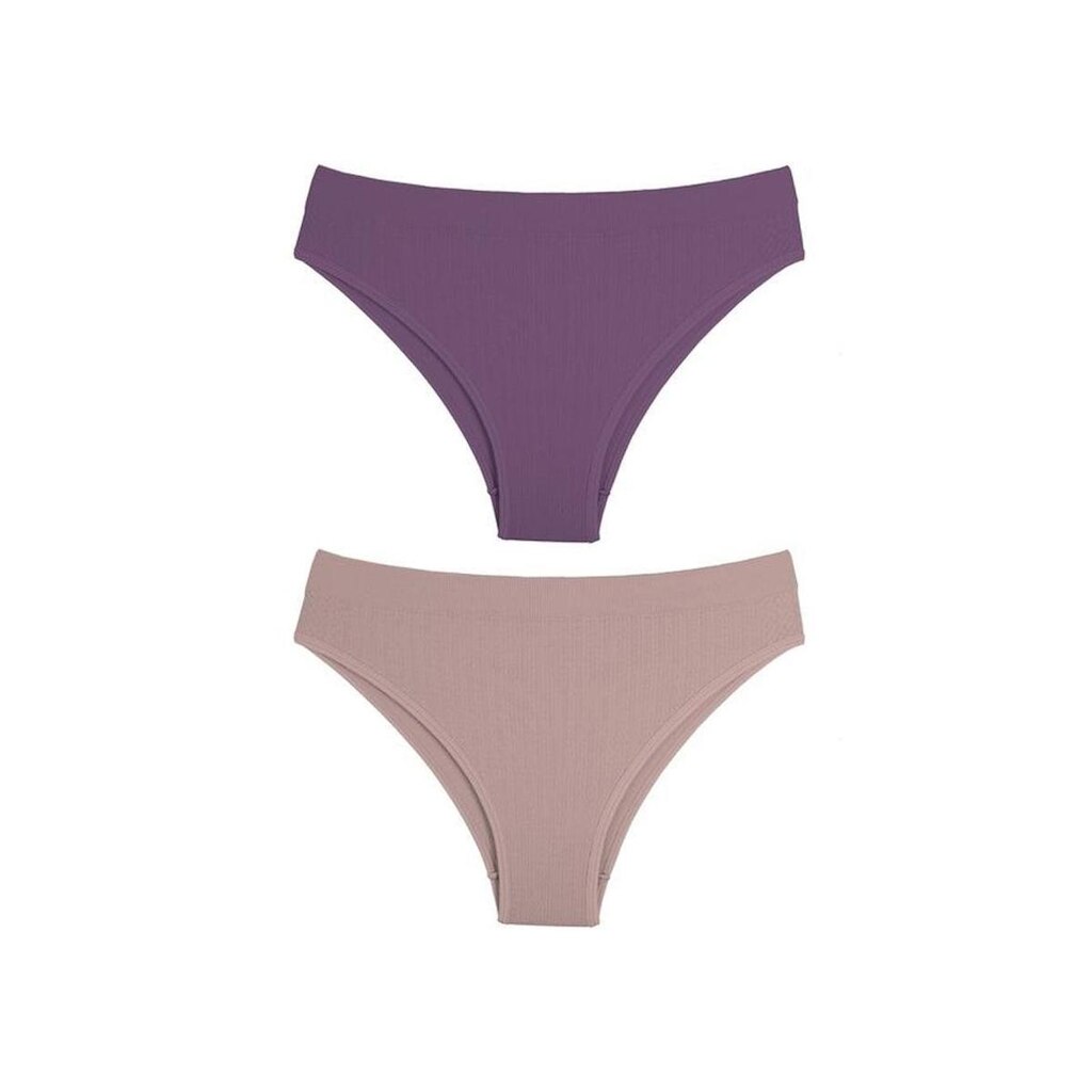 Kit/2 Calcinha Biquíni Delrio 5197 Feminina Sem Costura Canelada Microfibra T. P/GG