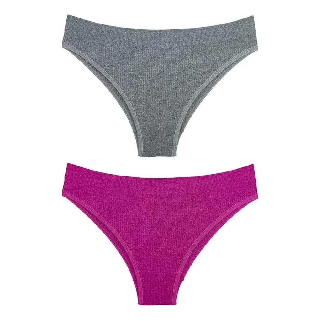 Kit/2 Calcinha Biquíni Delrio 5197 Feminina Sem Costura Canelada Microfibra T. P/GG