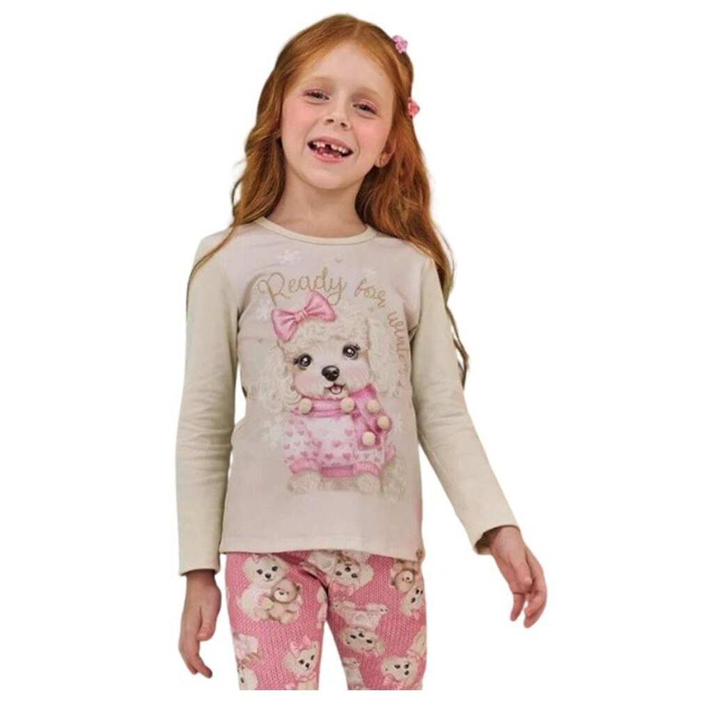 Kukie Blusa Cottom Manga Longa Bege