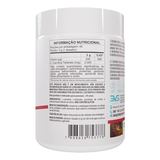 L-Carnitina 2000 + Cromo  90gr 3VS Nutrition