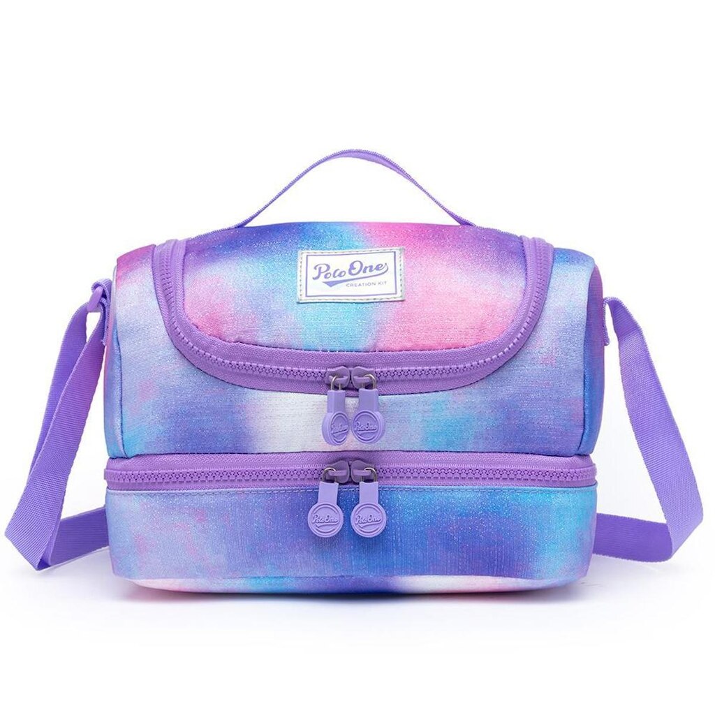 Lancheira Feminina Escolar Espaçosa Lilás Necessaire