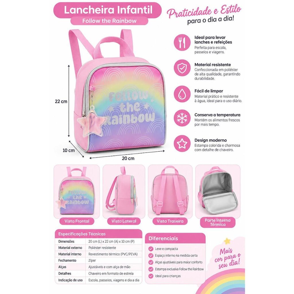 lancheira infantil arco-íris