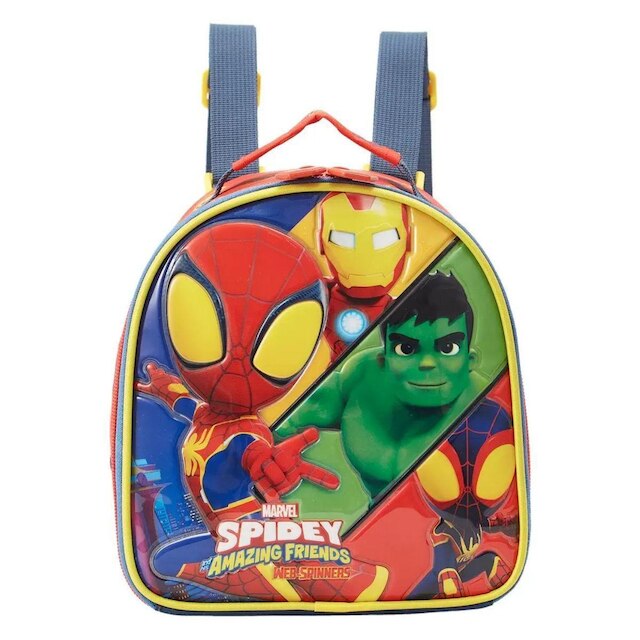 Lancheira Infantil Escolar Spidey Amigos Hulk Homem de Ferro Miles