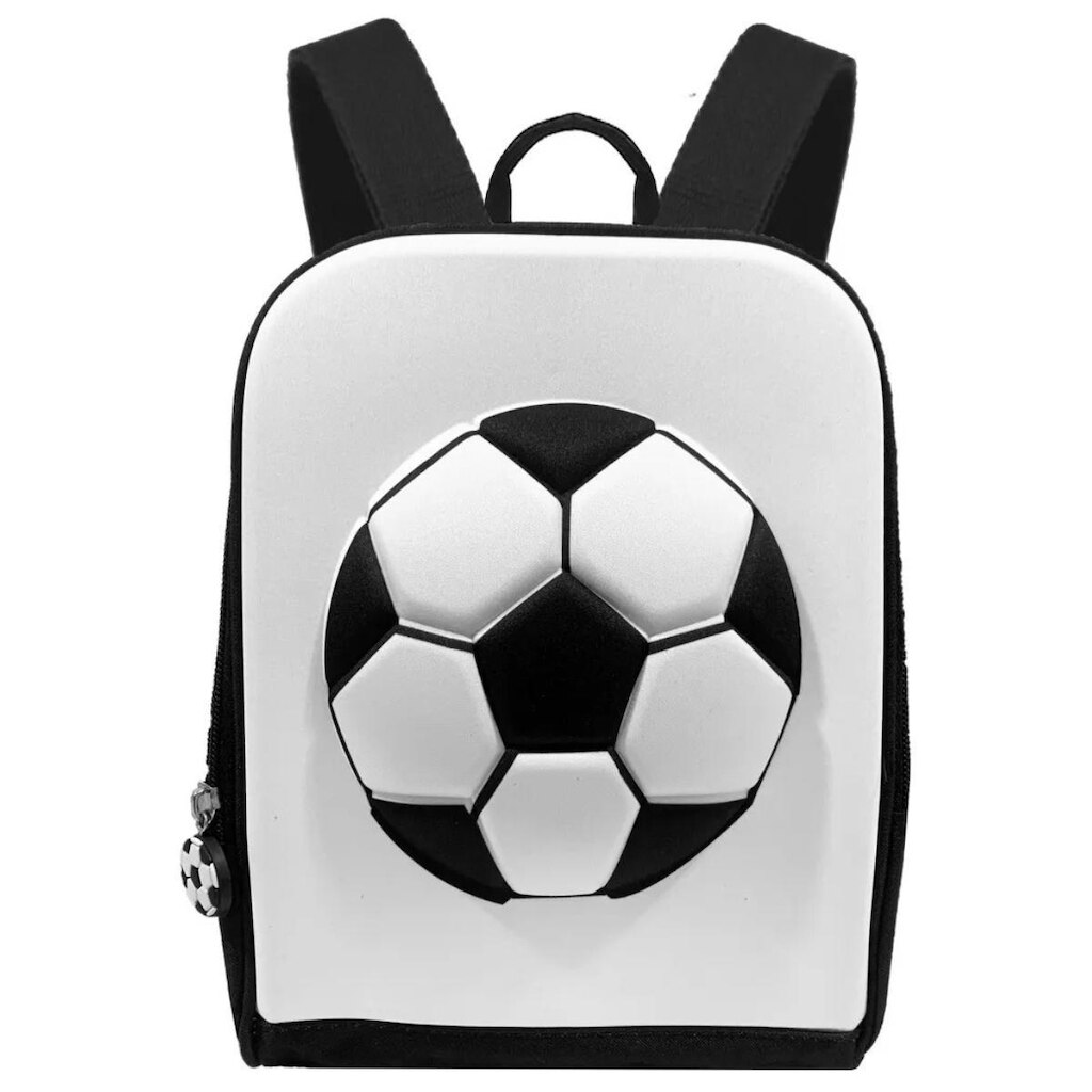 Lancheira Térmica Infantil Escolar Bola De Futebol 3D Menino Alça Costas Passeio Preto Branco
