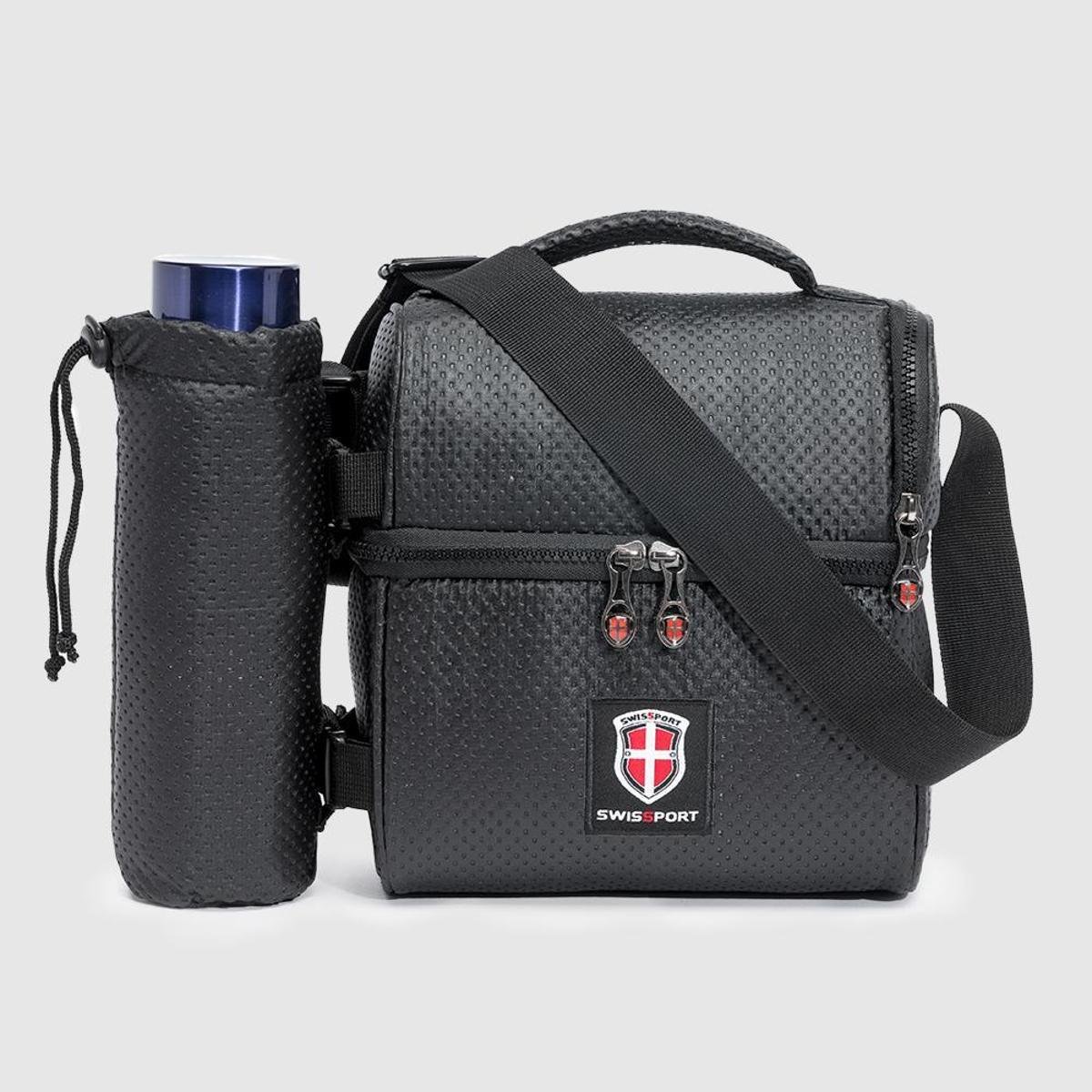 Lancheira Térmica Marmita Fitness Trabalho Porta Garrafa - Preto+Chumbo Menor preço em Lancheira Térmica Marmita Fitness Trabalho Porta Garrafa - Preto+Chumbo