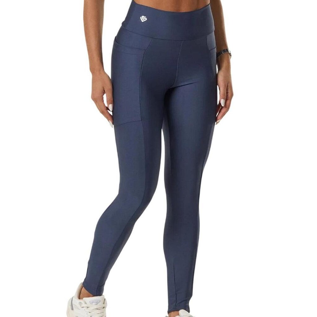Legging Amei Sport Fitness Bolsos Laterais - Azul Marinho