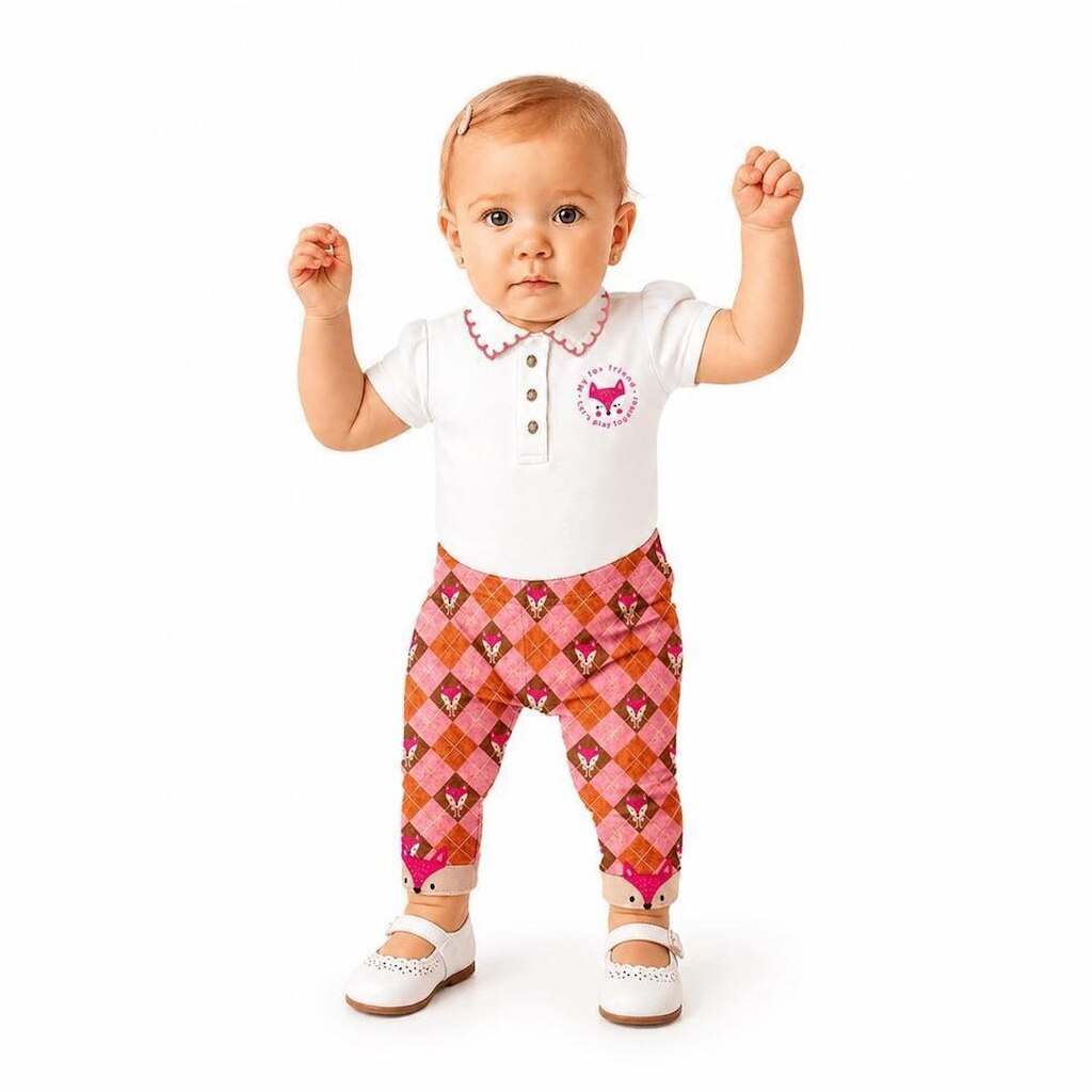 Legging Bebê Minha Fofura Alphabeto Rosa e Marrom