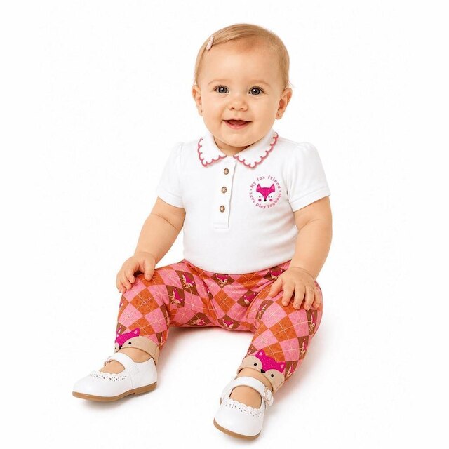 Legging Bebê Minha Fofura Alphabeto Rosa e Marrom