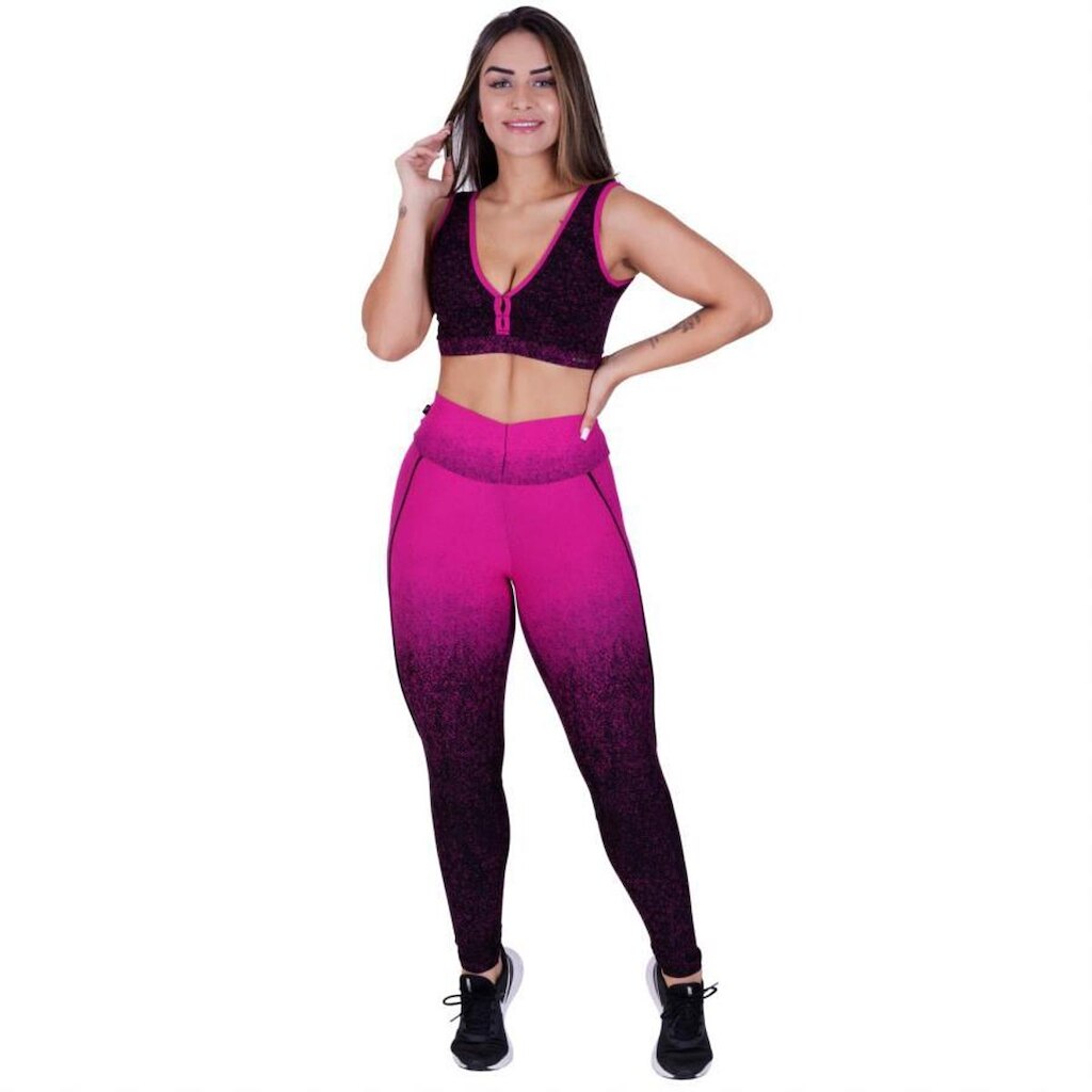 LEGGING EMPINA BUMBUM CÓS ALTO FITNESS FEMININO POLIAMIDA SUPPLEX DEGRADÊ - G, Rosa