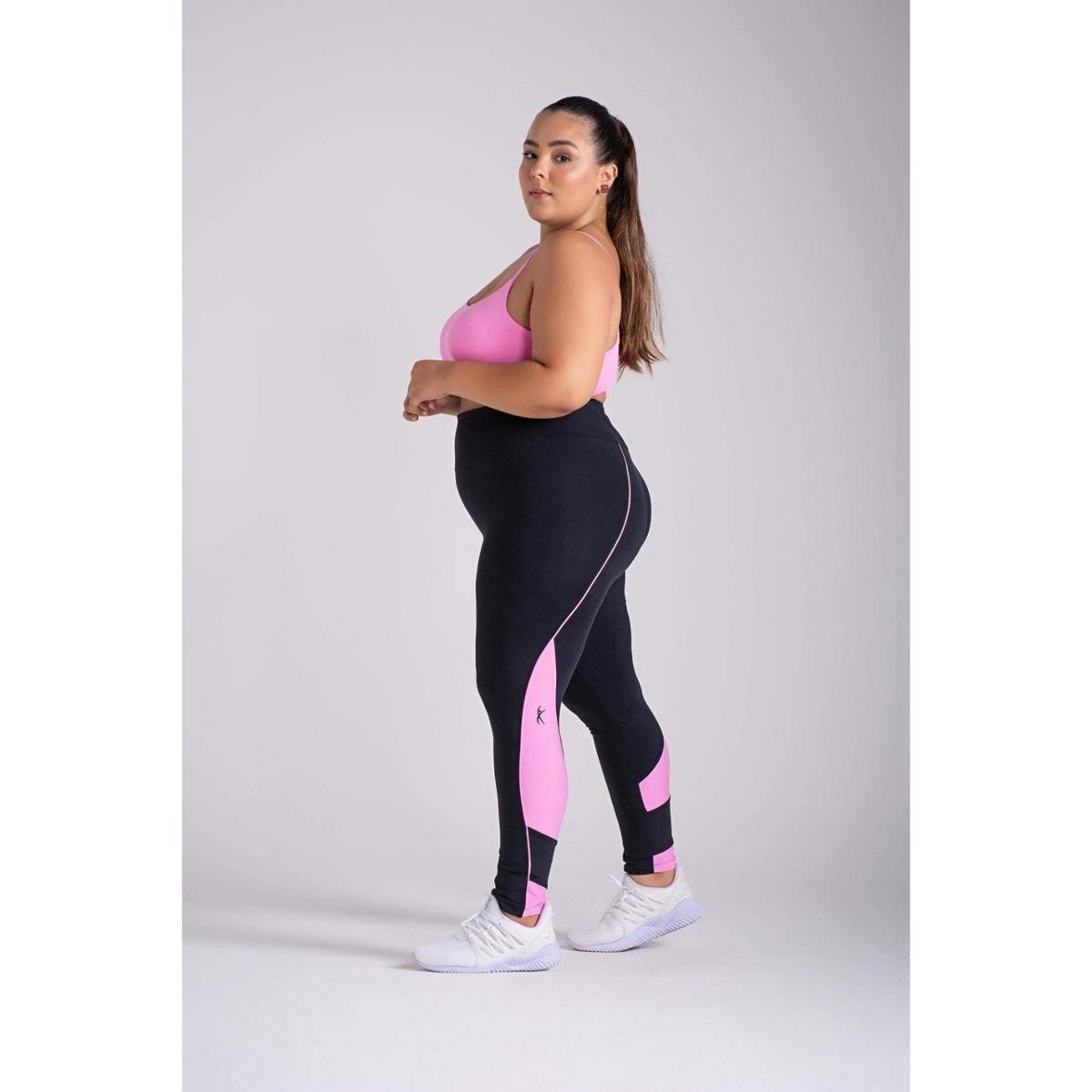 Legging LARULP Atenas Essential Preto/Rosa Zattini