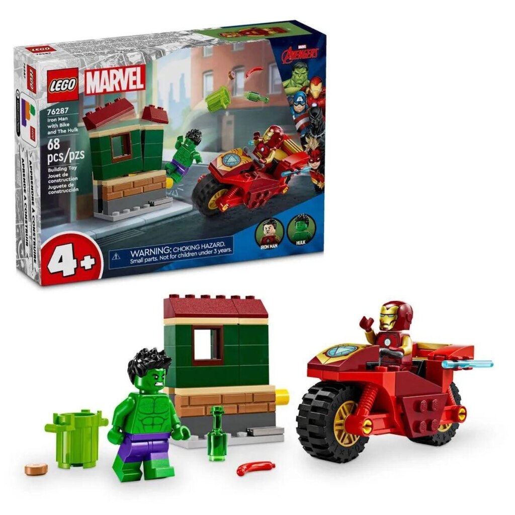 Lego Marvel Homem de Ferro com Bicicleta e o Hulk 76287