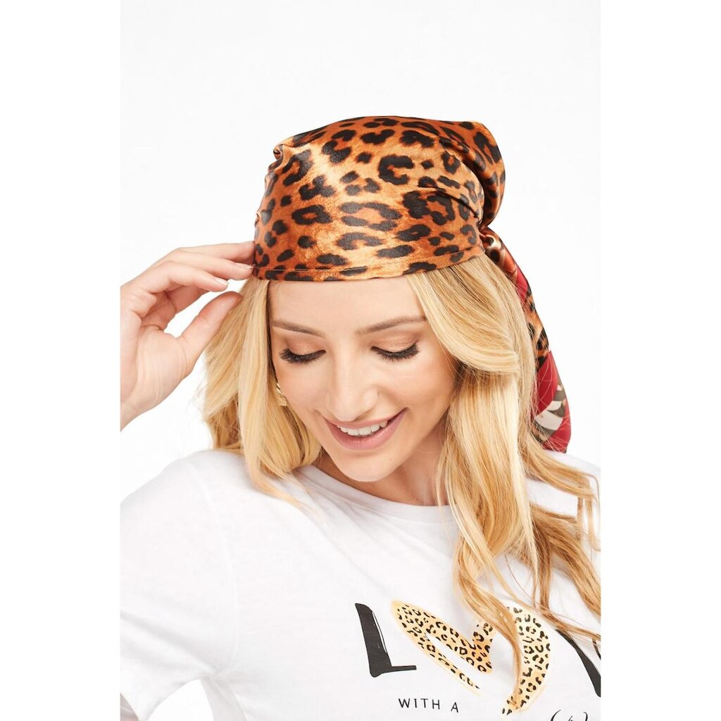 Lenço Cetim D Bell Outlet Fashion Onça Vermelho