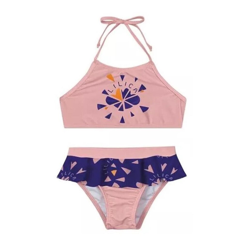 Lilica Biquini Top com Babados Rosa