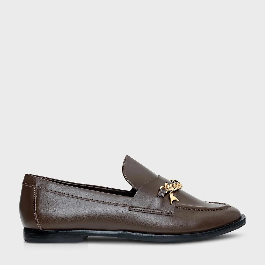 Loafer Carrano Chain Charm Couro Dark Brown - 871003