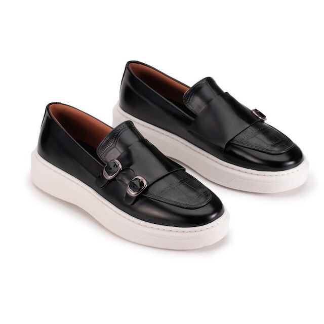 Loafer Masculino Fivela Social Sapato Casual Esporte fino Preto Mocassim Calça Fácil Street Urbano
