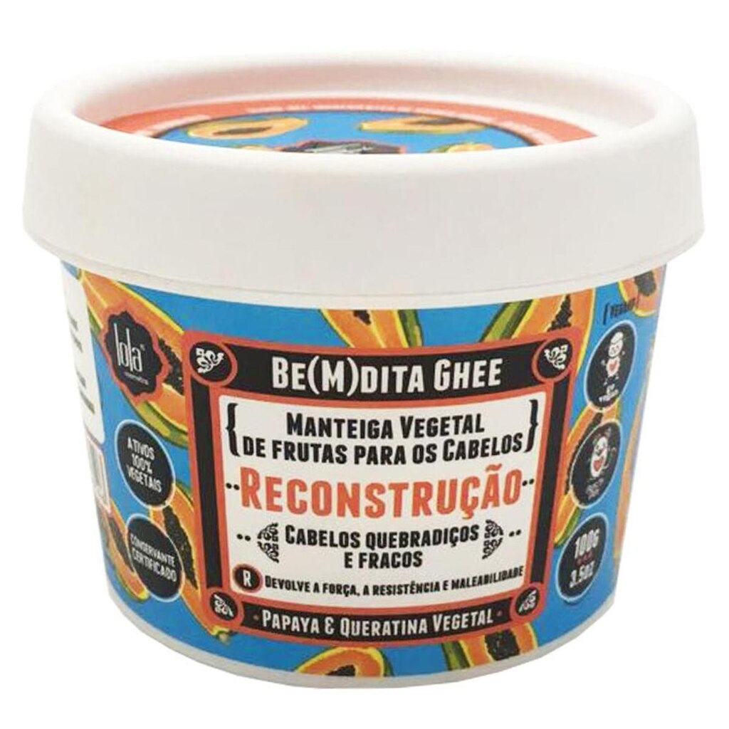 Lola Cosmetics Be(m)dita Ghee Papaya e Queratina Vegetal  - Máscara de Reconstrução 100g