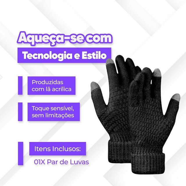 Luva De Frio Inverno Lã Térmica Forrada Quentinha Touch Screen Tablet Notebook Adulto