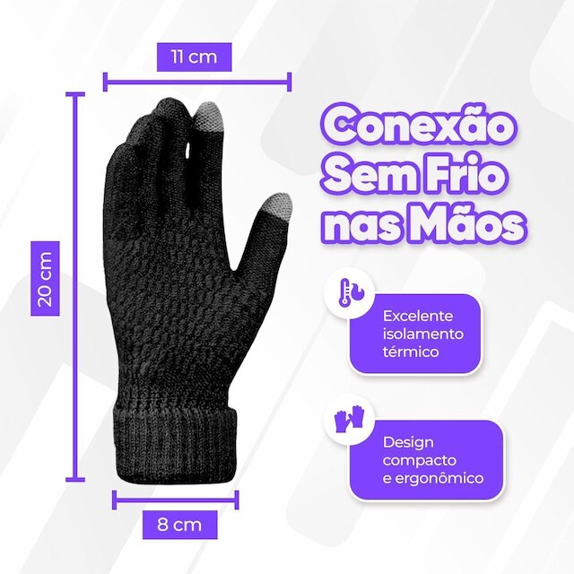 Luva De Frio Inverno Lã Térmica Forrada Quentinha Touch Screen Tablet Notebook Adulto