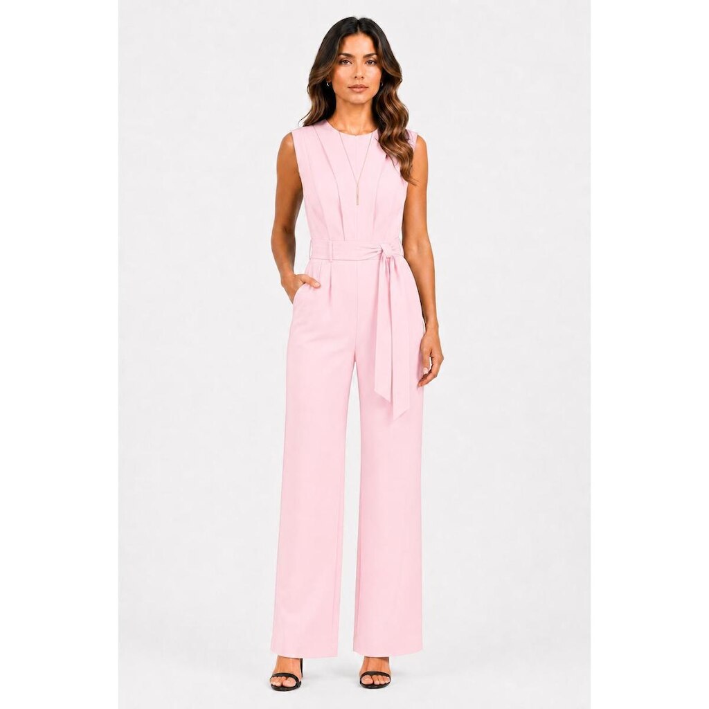 Macacão Alfaiataria D Bell Outlet Fashion Amarração Rosa Bebê