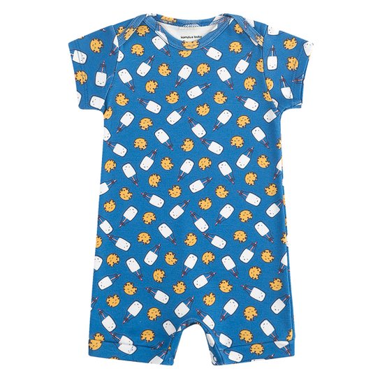 Macacao Bebe Kamylus Banho De Sol Romper Masculino Azul Zattini