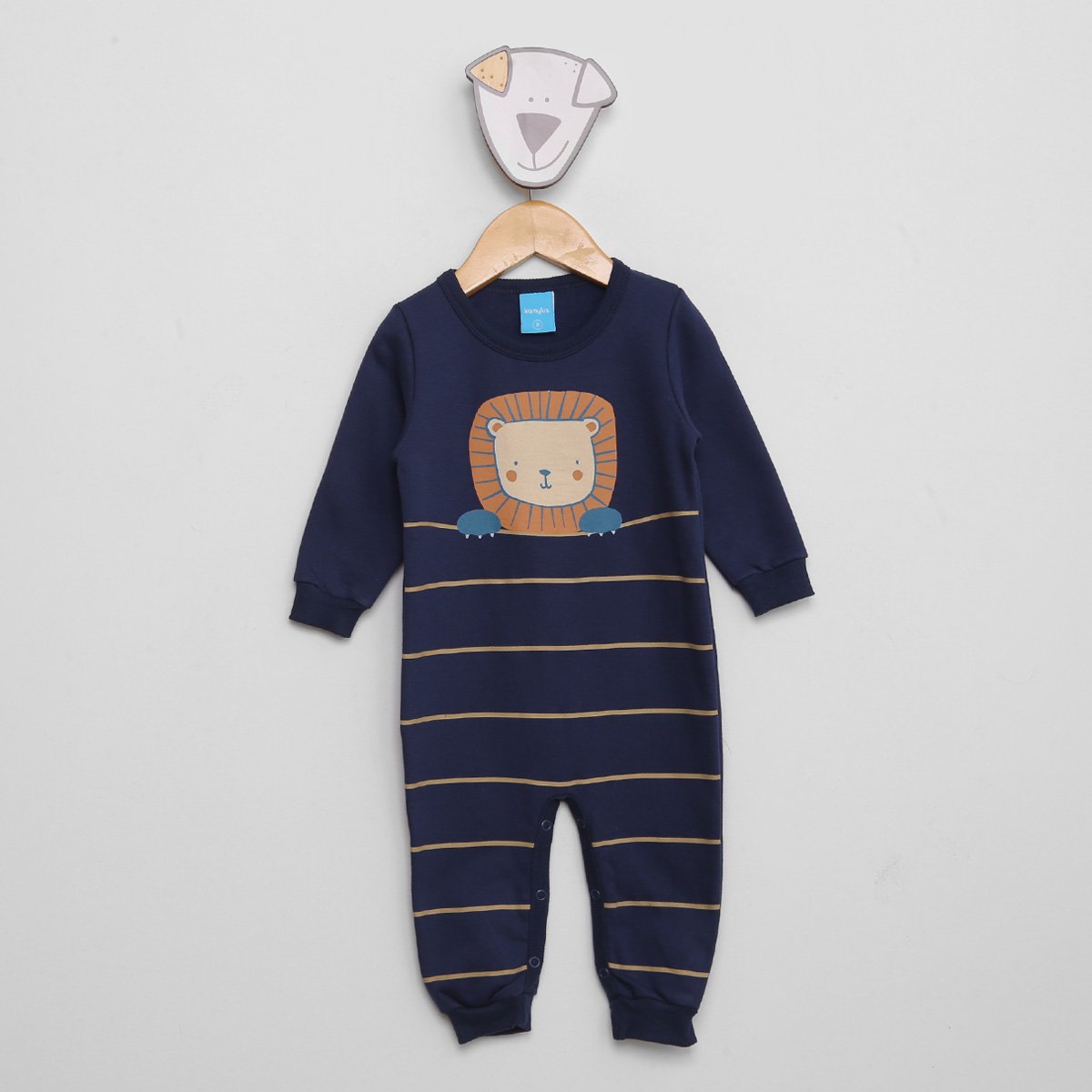 Macacão Bebê Kamylus Moletom Leãozinho Menino - Marinho Menor preço em Macacão Bebê Kamylus Moletom Leãozinho Menino - Marinho