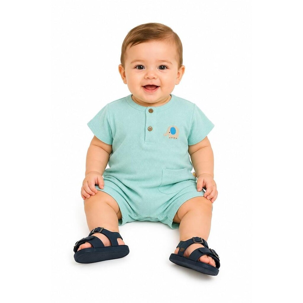Macacão Bebê Menino Elefantinho Alphabeto Verde