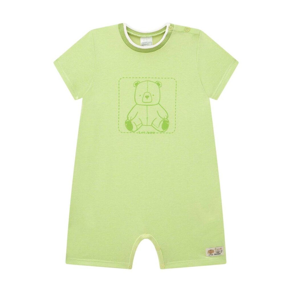Macacão Bebê Menino Malha Urso Verde Luc.Boo