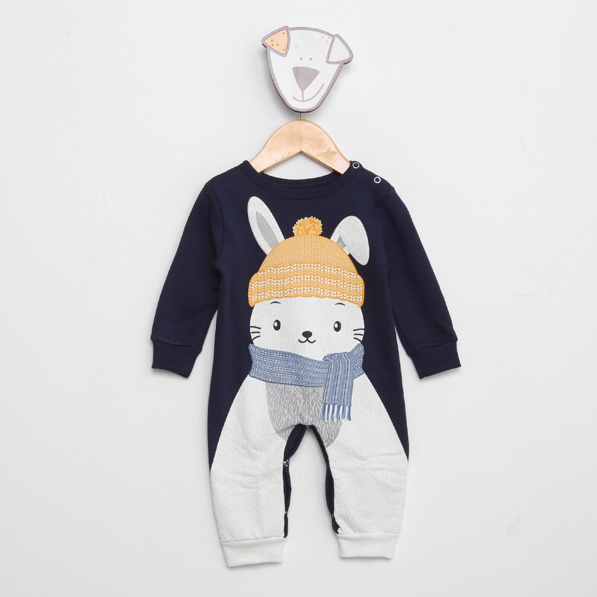 Macacão Bebê Moletom Brandili Coelhinho Menino - Marinho Menor preço em Macacão Bebê Moletom Brandili Coelhinho Menino - Marinho