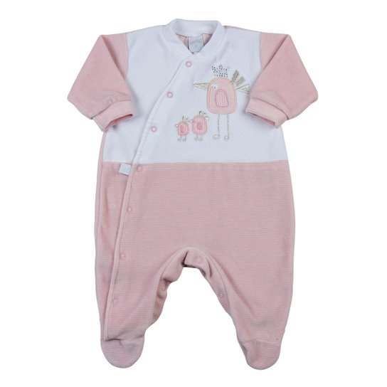 Macacão Bebê Plush Listrado Navy Mini 3 Pássaro - Branco