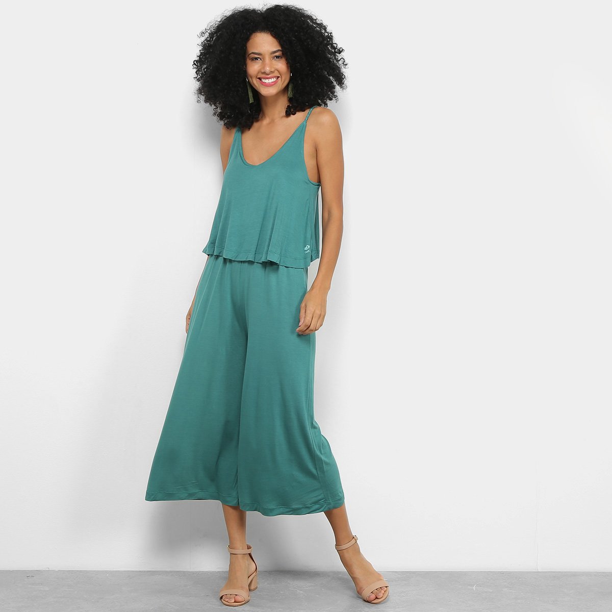 Macacão Cantão Pantacourt Liso Feminino - Verde escuro Menor preço em Macacão Cantão Pantacourt Liso Feminino - Verde escuro