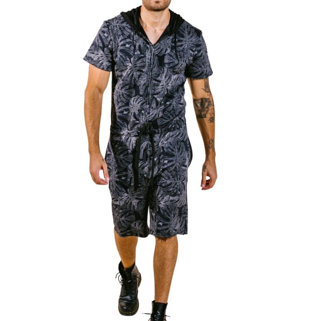 Macacão Curto Masculino Estampa Folhagens C/ Elastano Pargan