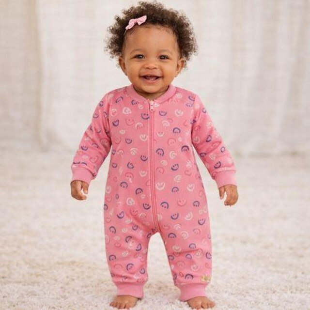 Macacão em Moletom Estampado Bebê Menina Kely Kety