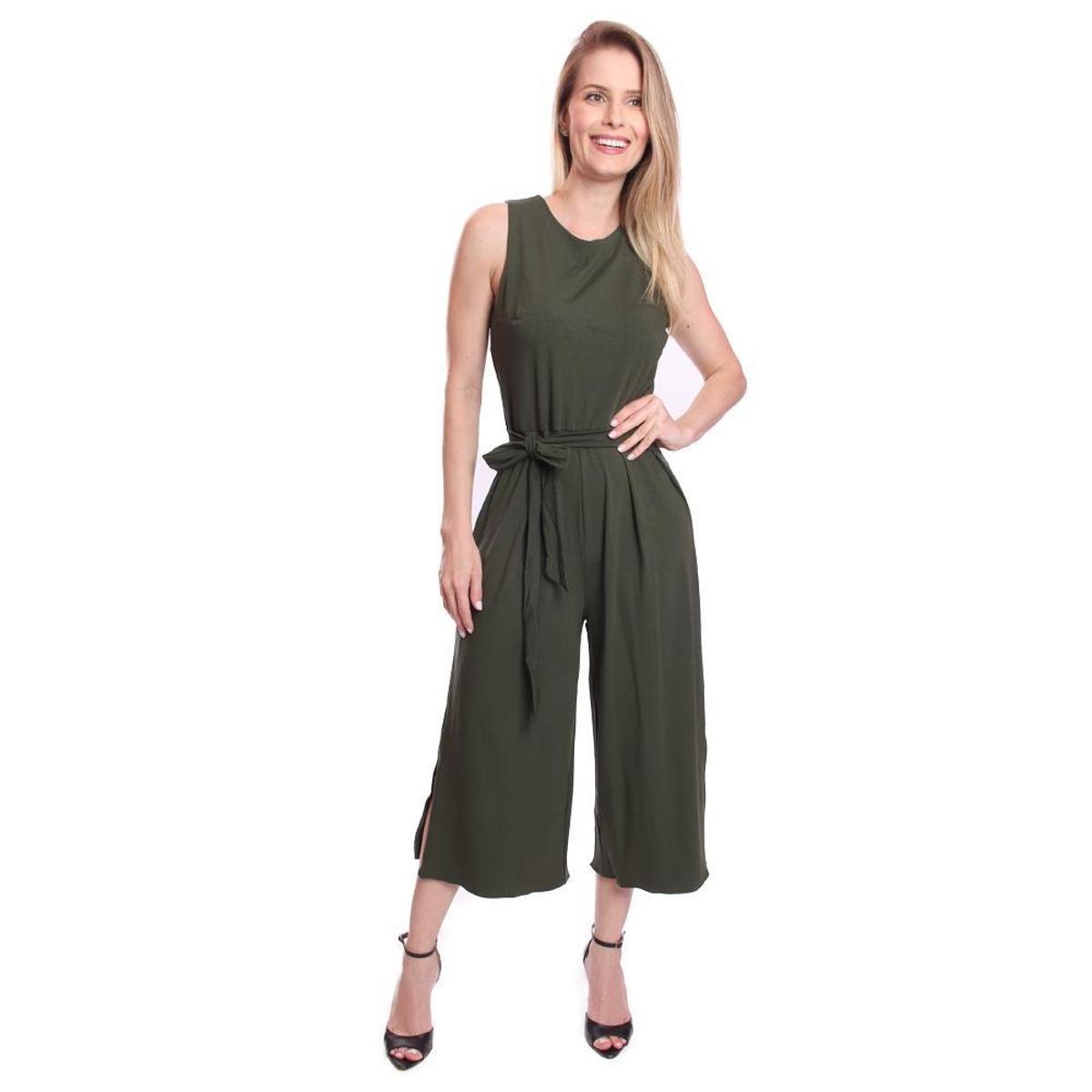 Macacão Feminino Pantacourt Vcut - Verde Menor preço em Macacão Feminino Pantacourt Vcut - Verde