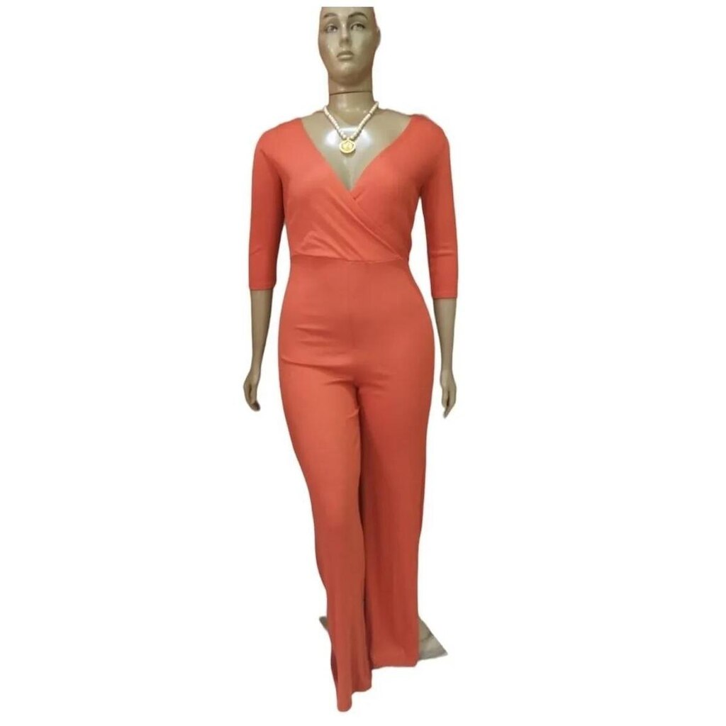 Macacão Feminino Pantalona Malha Canelada