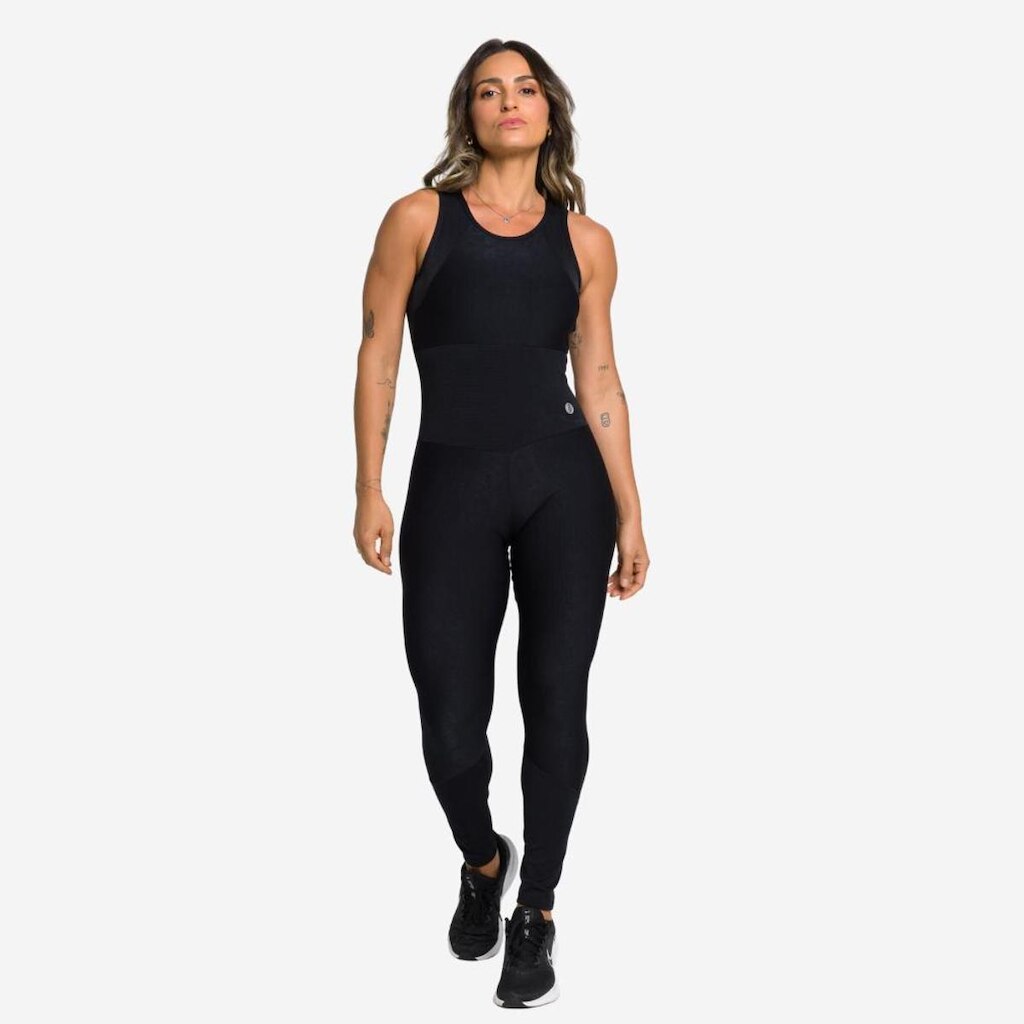 Macacão Fitness Feminino Virginia Longo Canelado Costas Nuas Sem Bojo Academia