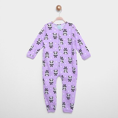 Macacão Infantil Manga Longa Kyly Pandinha Brilha no Escuro Menina - Feminino