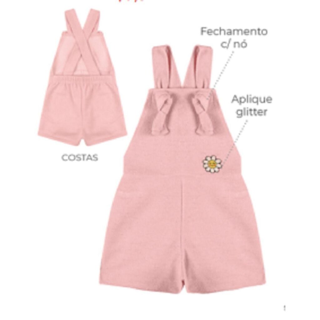 Macacão Jardineira Moletinho Ecológico Jeans Menina