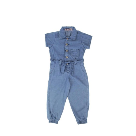 Macacao Jeans Bebe Besni Jogger Bolso Feminina Zattini
