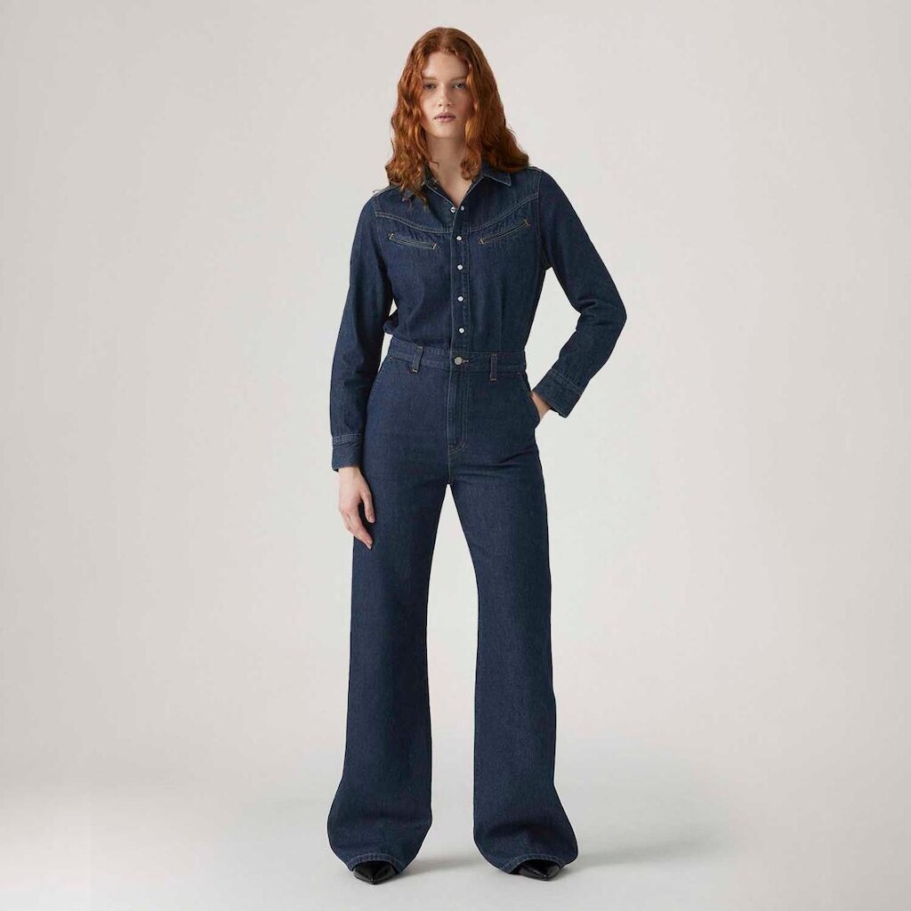 Macacão Jeans Levi's Rinoa Wide Leg Lavagem Escura Feminino