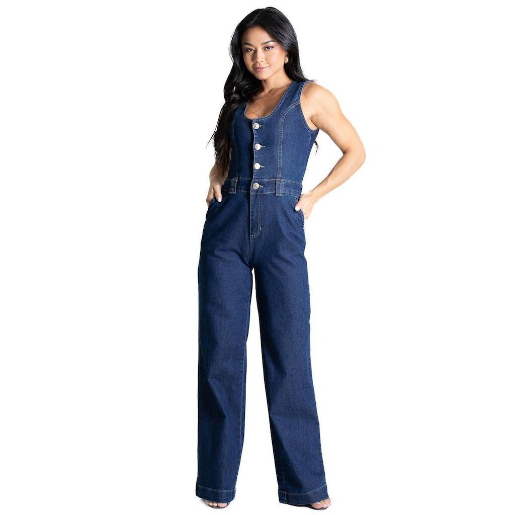 Macacão Jeans Sawary - 281284 - Azul médio 46