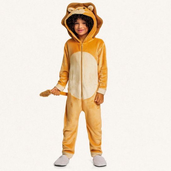 MACACÃO KIGURUMI MALHA FLEECE LEÃO FAKINI REF:1531 1/3