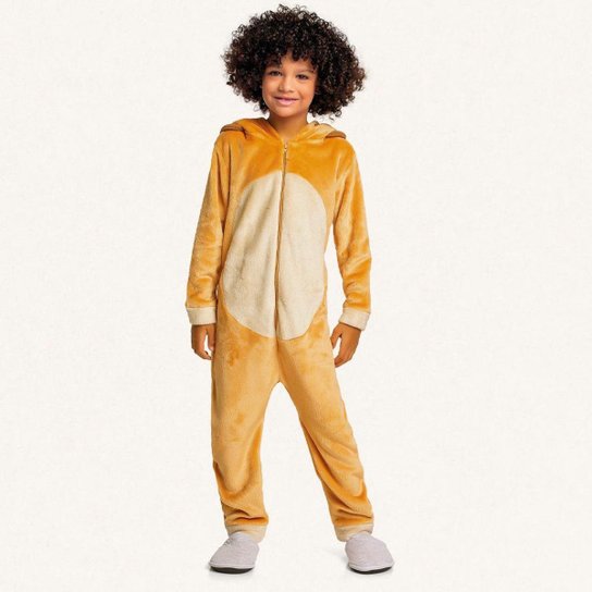 MACACÃO KIGURUMI MALHA FLEECE LEÃO FAKINI REF:1531 1/3