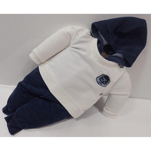 Macacão Longo Bebê Menino Plush Inverno Capuz Zafielo Rf 559